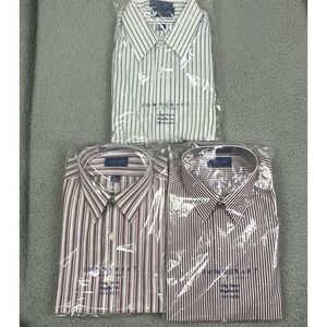 3 Vintage Towncraft Shirt Men Lot Stripe Button Long Sleeve Casual 16‎ & 16 1/2